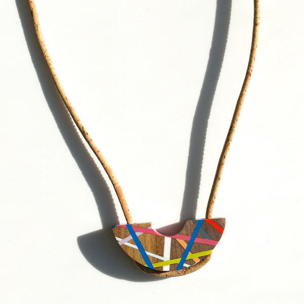 Crescent Cork Wood Necklace