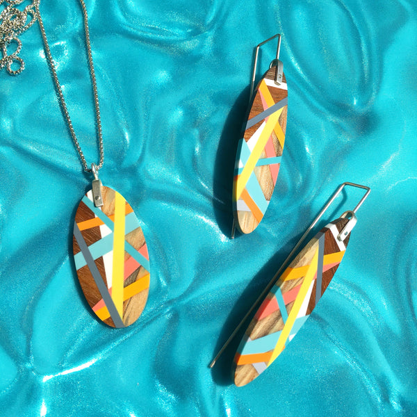 Beach Jewelry Handmade Earrings and Necklace Set Lemon Yellow