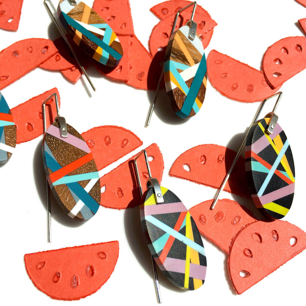 Wood Inlay Jewelry Earrings