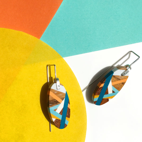 Blue Wood Earrings By Laura Jaklitsch Jewelry