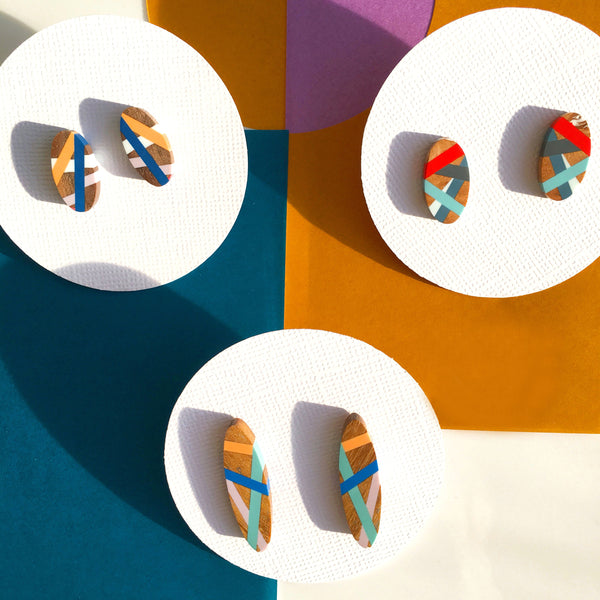 Colorful Stud Earring Wood Gift