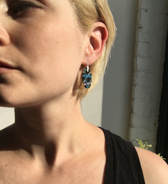 Black Ebony Earrings in Wood with Polyurethane Inaly