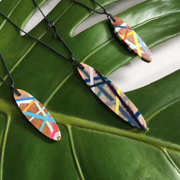 Laura Jaklitsch Jewelry Wood x Polyurethane Long Tab Feather Necklace