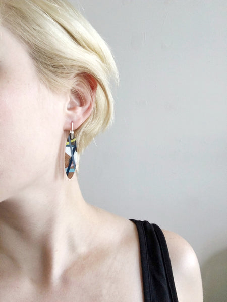 Laura Jaklitsch Jewelry Blue Lime Wood x Polyurethane Earrings