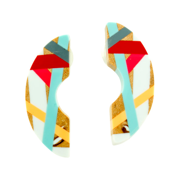 Mini Maple Wood Crescent Earrings