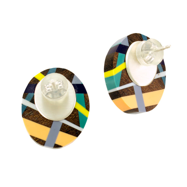 Peach Round Wood Earrings