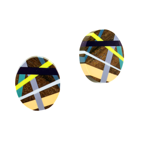 Peach Round Wood Earrings