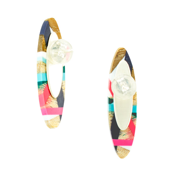 Beach Vibes Wood Jewelry with Sterling Silver Post Earrings Back View