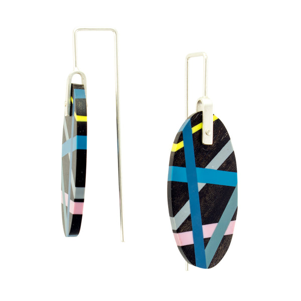 Ebony Earrings Wood with Resin Inlay Jewelry Side View