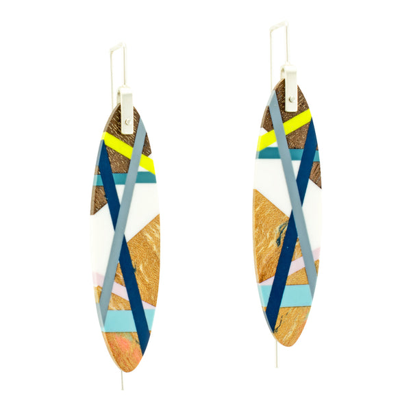 Laura Jaklitsch Jewelry Blue Lime Wood x Polyurethane Earrings