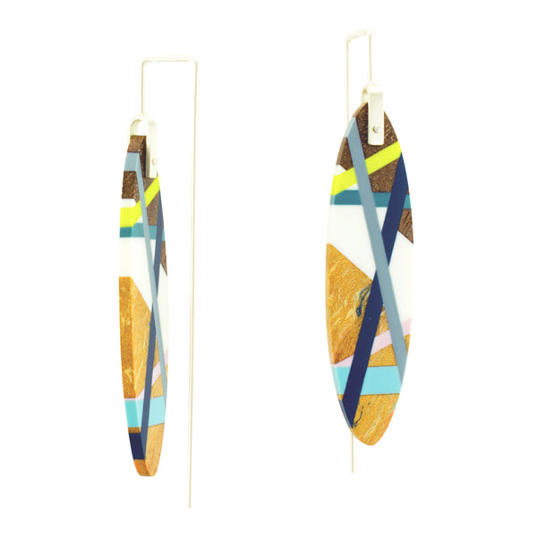 Laura Jaklitsch Jewelry Blue Lime Wood x Polyurethane Earrings Side View