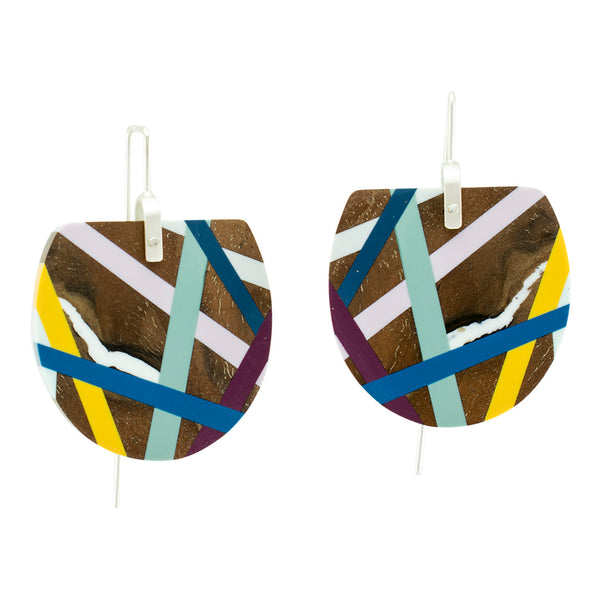 Lilac Sage Fan Wooden Earrings