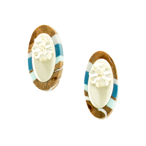 Laura Jaklitsch Jewelry Wood and Polyurethane Sterling Silver Stud Earrings Back