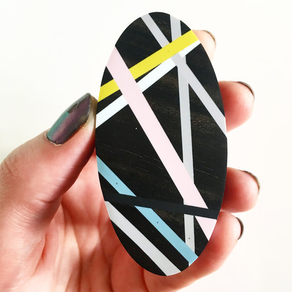 Wood Oval Brooch Jewelry with Resin Inlay Wood Anniversary Gift