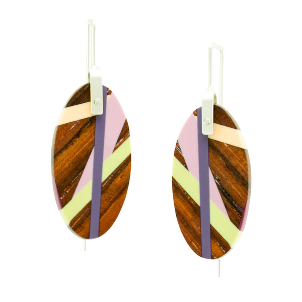 Desert Iris Oval Earrings Wood Jewelry by Laura Jaklitsch Jewelry