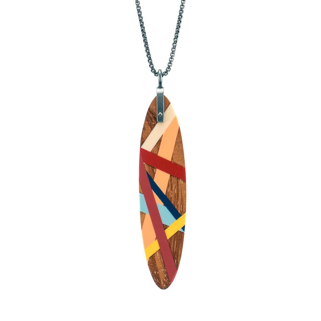 Flame Pendant | Wood And Resin Inlay Jewelry