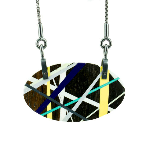 Laura Jakitsch Jewelry Wood and Polyurethane Blackwood Hardware Necklace