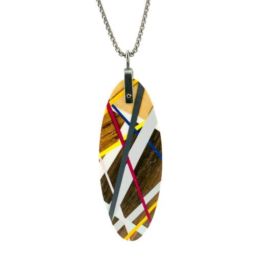 Laura Jaklitsch Jewelry Wood x Polyurethane Rosewood Large Tab Pendant