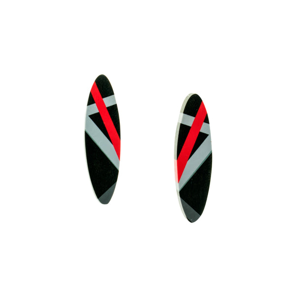 Ebony Earrings in Black and Red