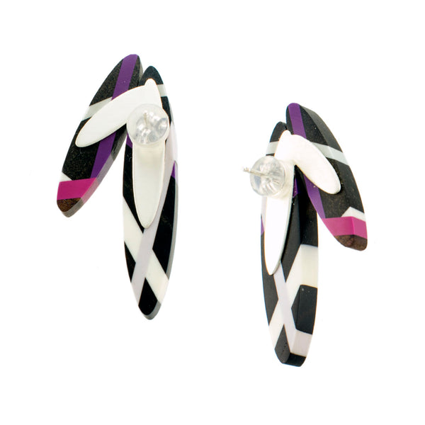 Wood and Polyurethane Cactus Flower Earring Backs