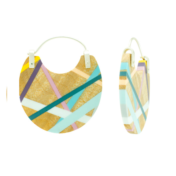 Wood and Polyurethane One of a Kind Maple Hoop Earrings Side View