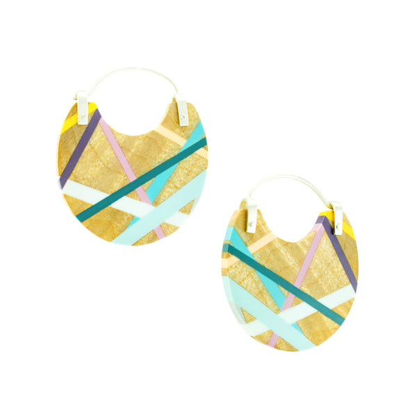 Maple Wood Hoop Earrings with Polyurethane Inlay
