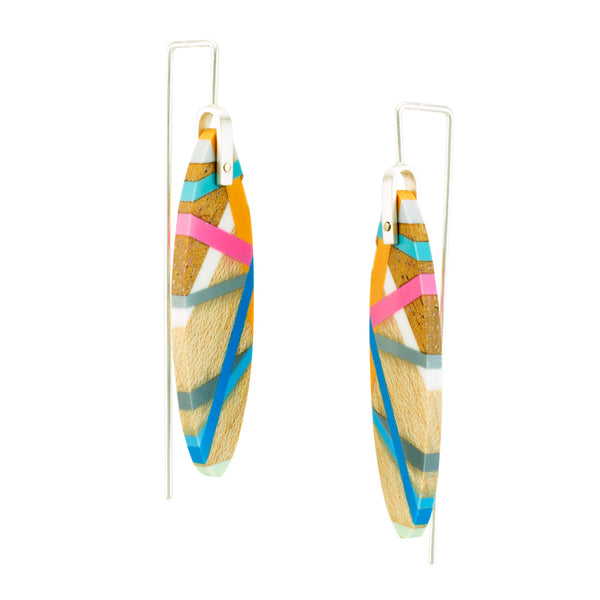 Wood Inlay Earrings Side View
