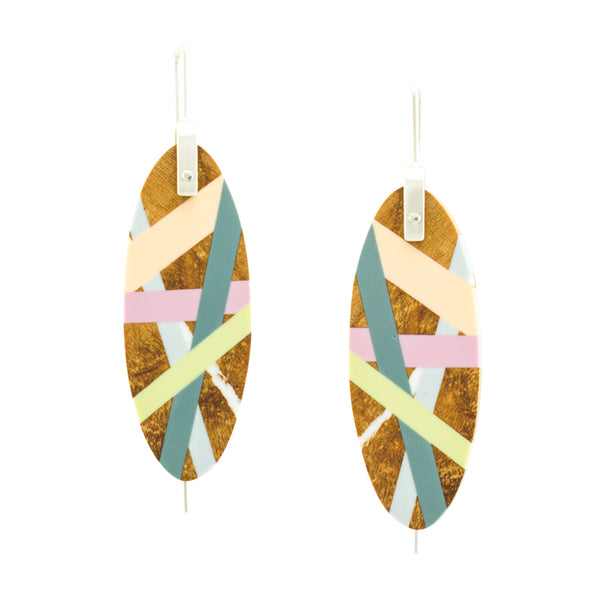 Jewelry Wood x Polyurethane Resin Peach Slate Celery Earrings