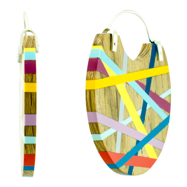 Big Earrings Wood Hoops Side View