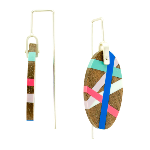 Inlay Jewelry Wood Earrings Side View