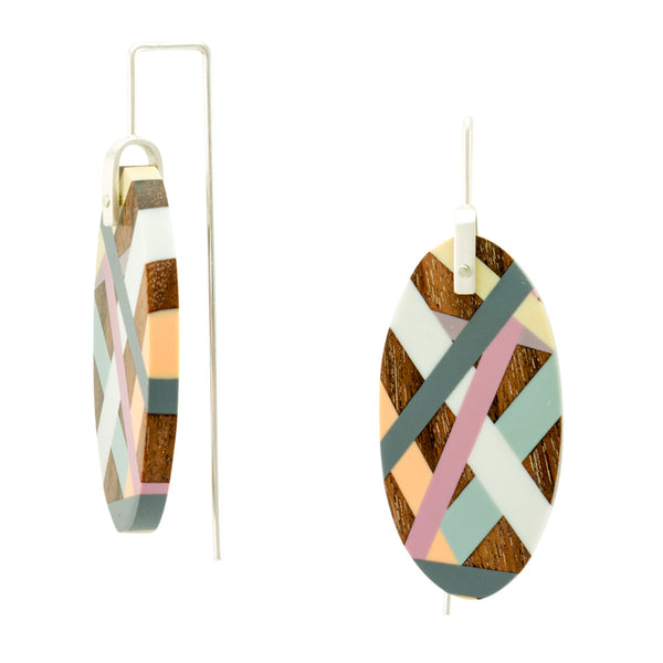 Wood and  Polyurethane Resin Pink, Grey, Yellow, Orange, and Light Blue, Side View