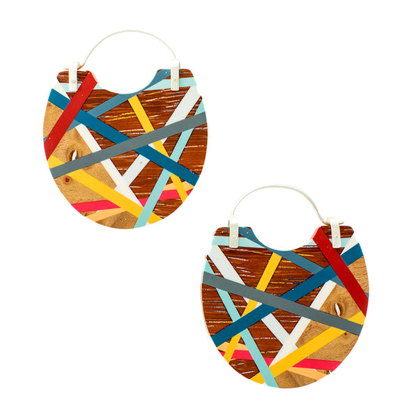 Big Hoop Earrings Wood and Resin Inlay Jewelry