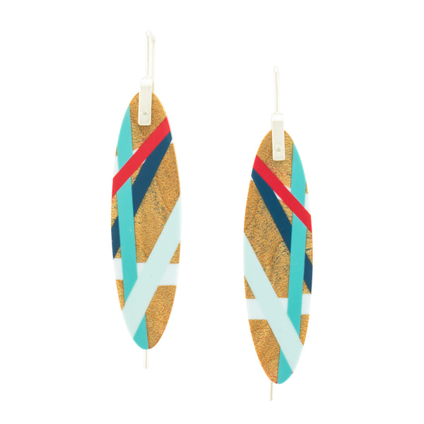 Laura Jaklitsch Jewelry Wood and Polyurethane Resin in Classic Blue and Red