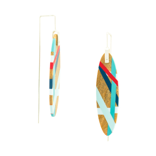 Laura Jaklitsch Jewelry Wood and Resin Earrings Side View