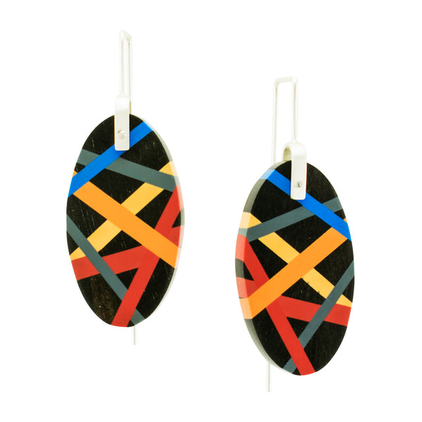 Black Ebony Wood and Resin Inlay Earrings