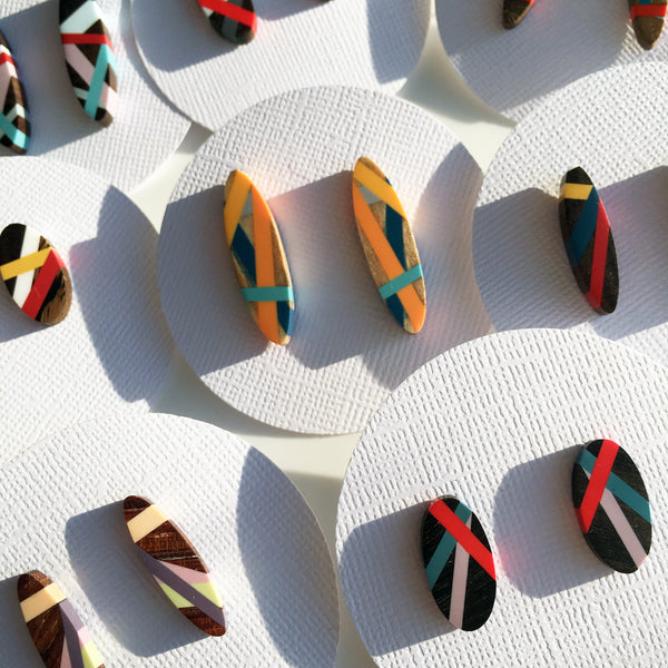 Wood Jewelry Earrings with Resin Inlay by Laura Jaklitsch Jewelry