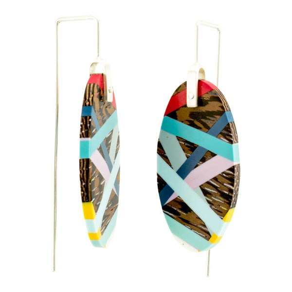Jewelry Wood x Polyurethane Resin Resin Primary Colors Earrings Side View
