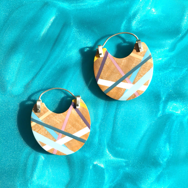 Wood Jewelry Maple Mini Hoop Earrings Lightweight Beach Style