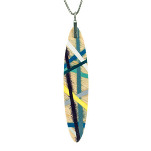 Laura Jaklitsch Jewelry Wood x Polyurethane Long Tab Feather Necklace