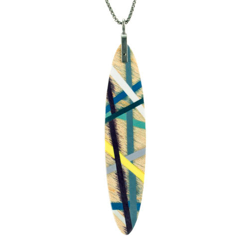 Laura Jaklitsch Jewelry Wood x Polyurethane Long Tab Feather Necklace