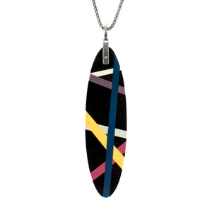 Laura Jaklitsch Jewelry Wood x Polyurethane Jewel Tone Ebony Tab Necklace