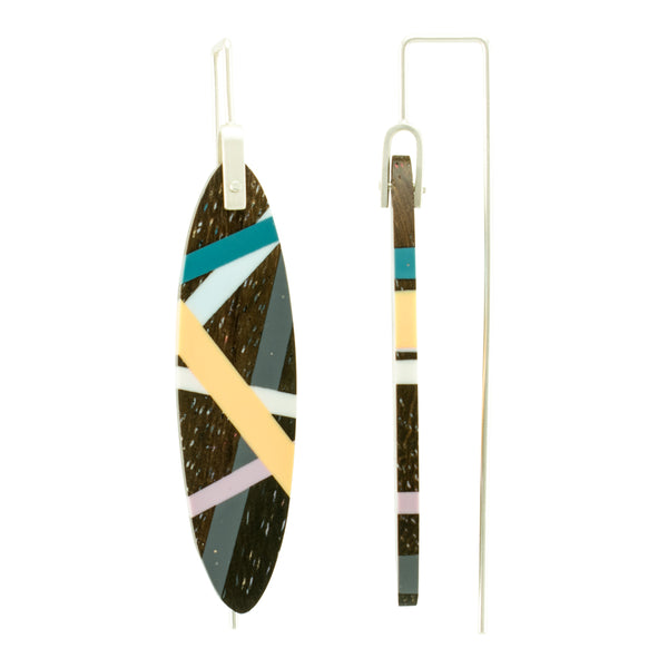 Wood and Resin Inlay Jewelry Earrings Side View
