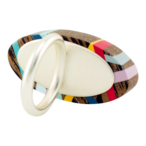 Wood and Polyurethane Primary Wenge Red Blue Yellow Mauve Aqua Grey One of a Kind Ring