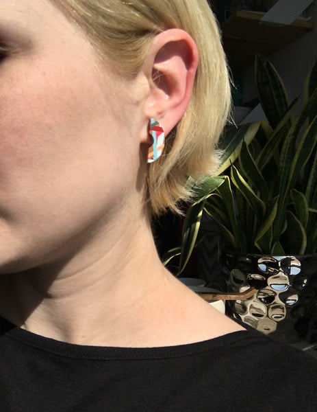Mini Maple Wood Crescent Earrings