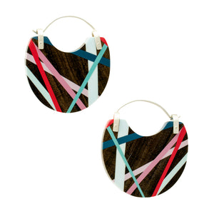 Wood Hoop Earrings with Polyurethane Resin Inlay Handmade by Laura Jaklitsch Jewelry